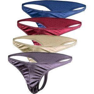 Barbra Lingerie Satin Mens Thongs Underwear Panties Silky Sexy Man G String Thon